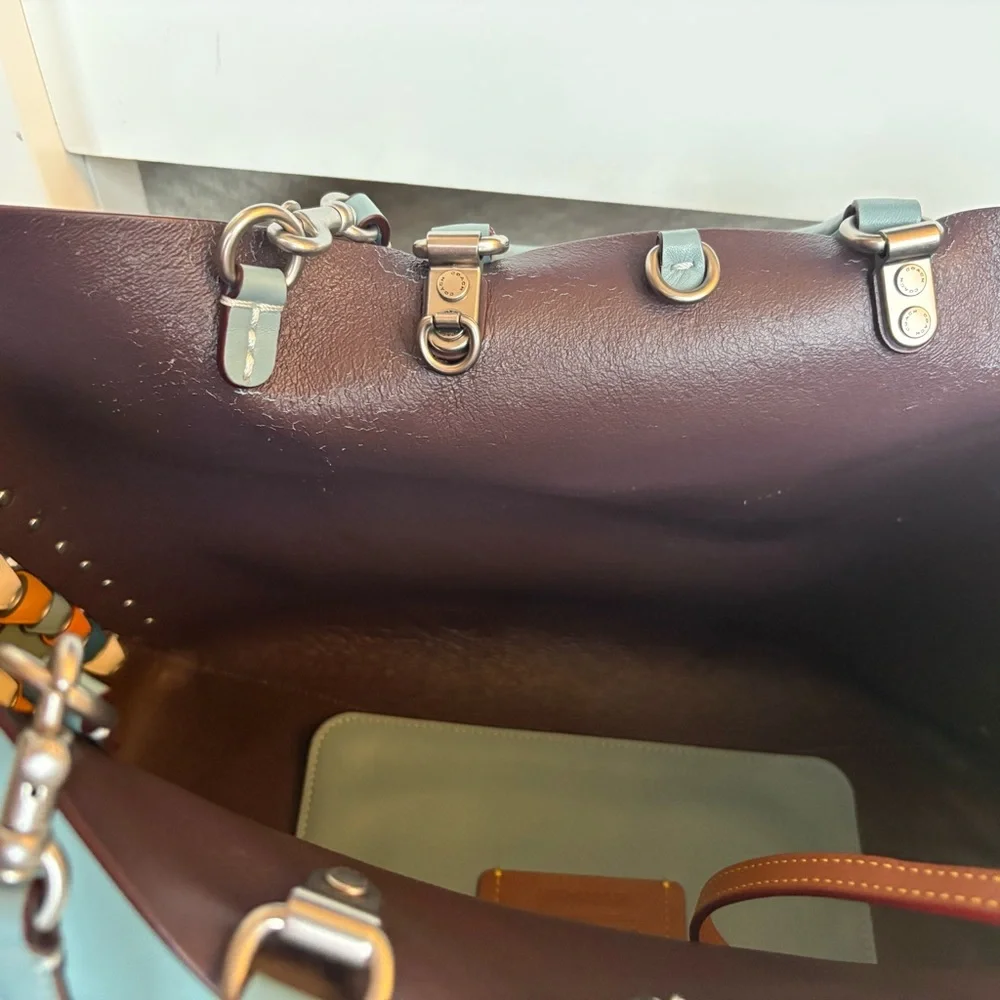 Coach Blue Rogue Tote With Unique Colorful Side Details - Picture 8 of 8